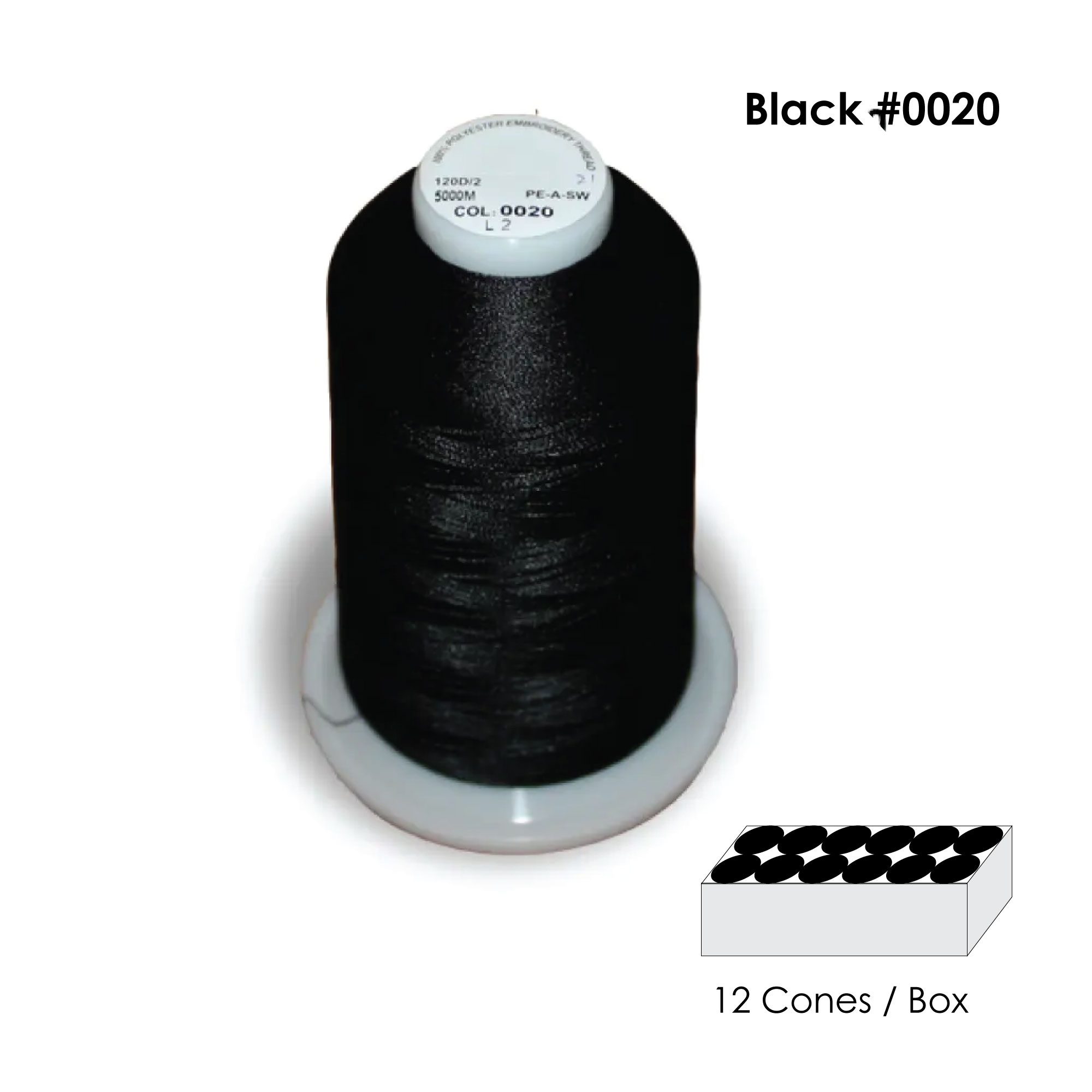 Embroidery Thread Black 0020 5000M